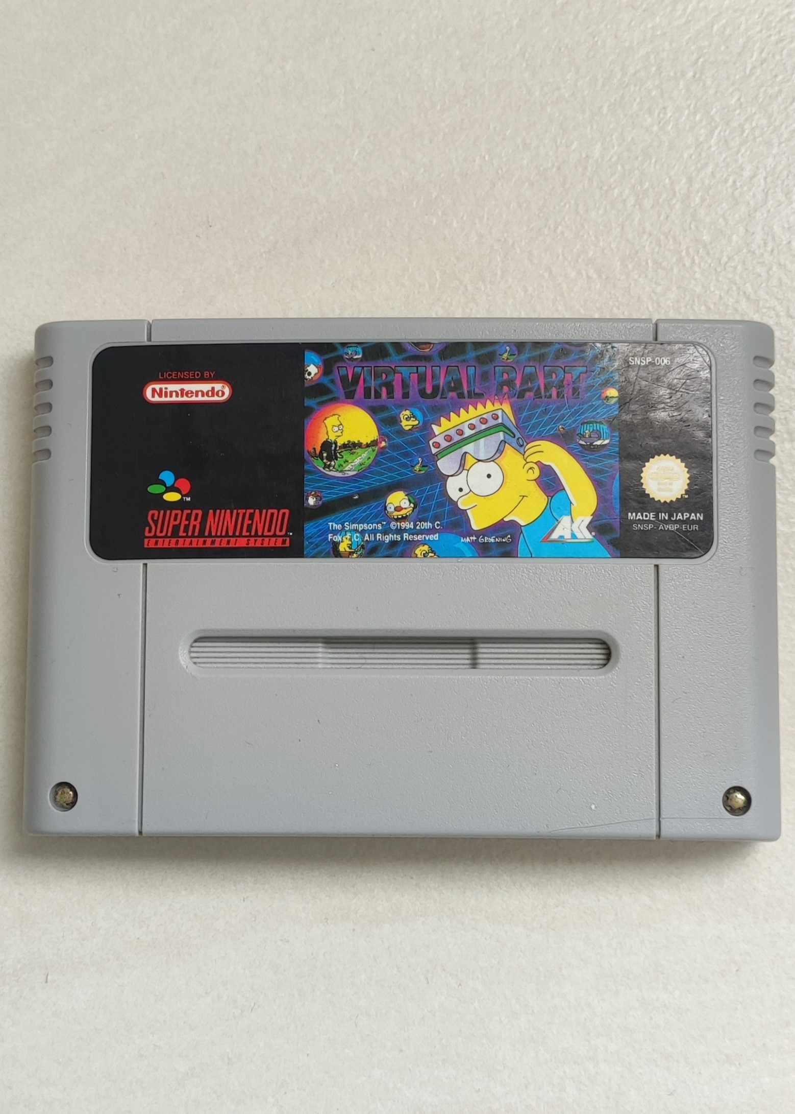 Virtual Bart Simpsons Super Nintendo SNES